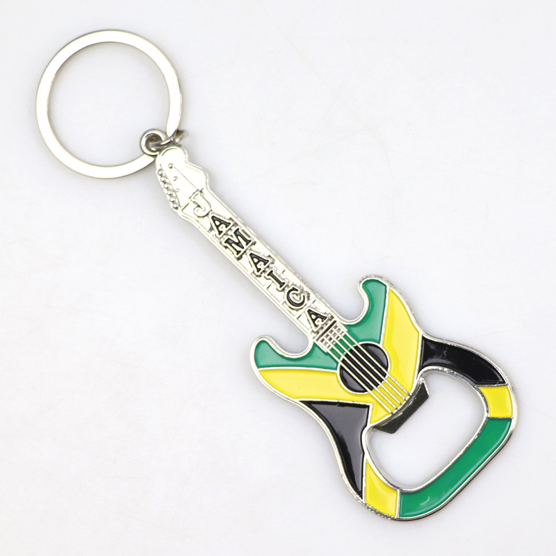 Custom luxury Jamaica souvenir metal printed paper epoxy  beer bottle opener keychain