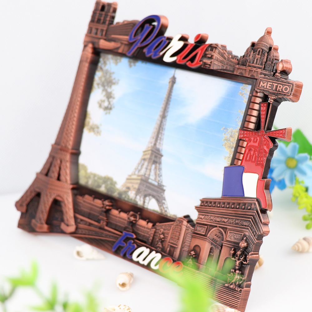 Wholesale Custom Design 3D Country City Paris Travel Tourist Souvenir Metal Picture Photo Frame