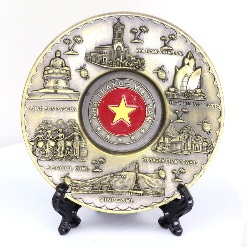 Customised Logo 3D Commemorative Plaque Metal Vietnam Travel Tourist Souvenir Plate