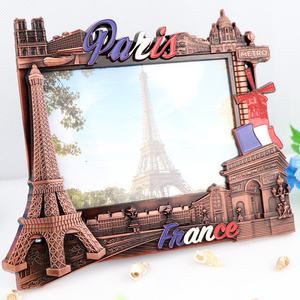 Wholesale Custom Design 3D Country City Paris Travel Tourist Souvenir Metal Picture Photo Frame