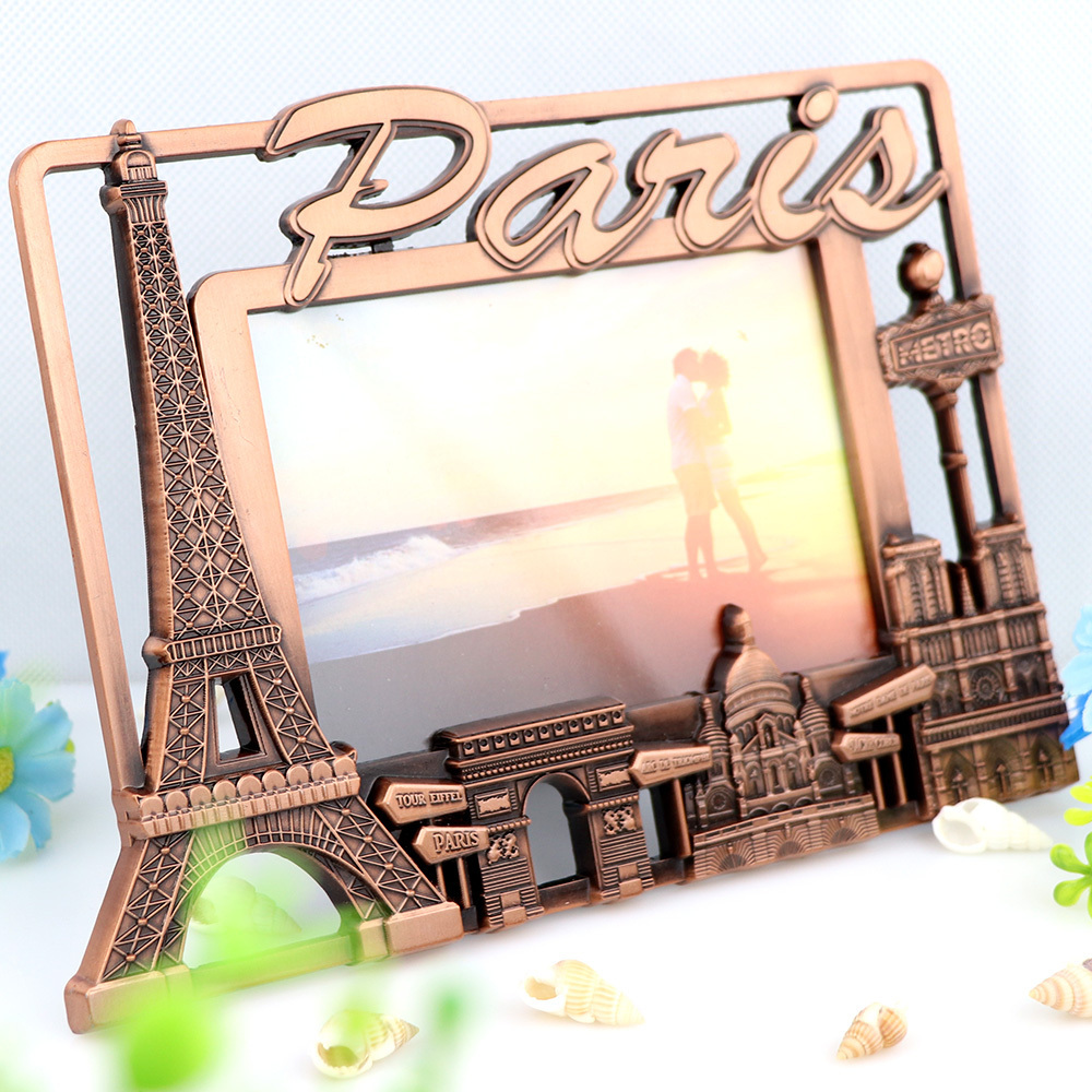 Custom Vintage Antique Hollow-out Paris Travel Souvenir Metal Picture Photo Frame