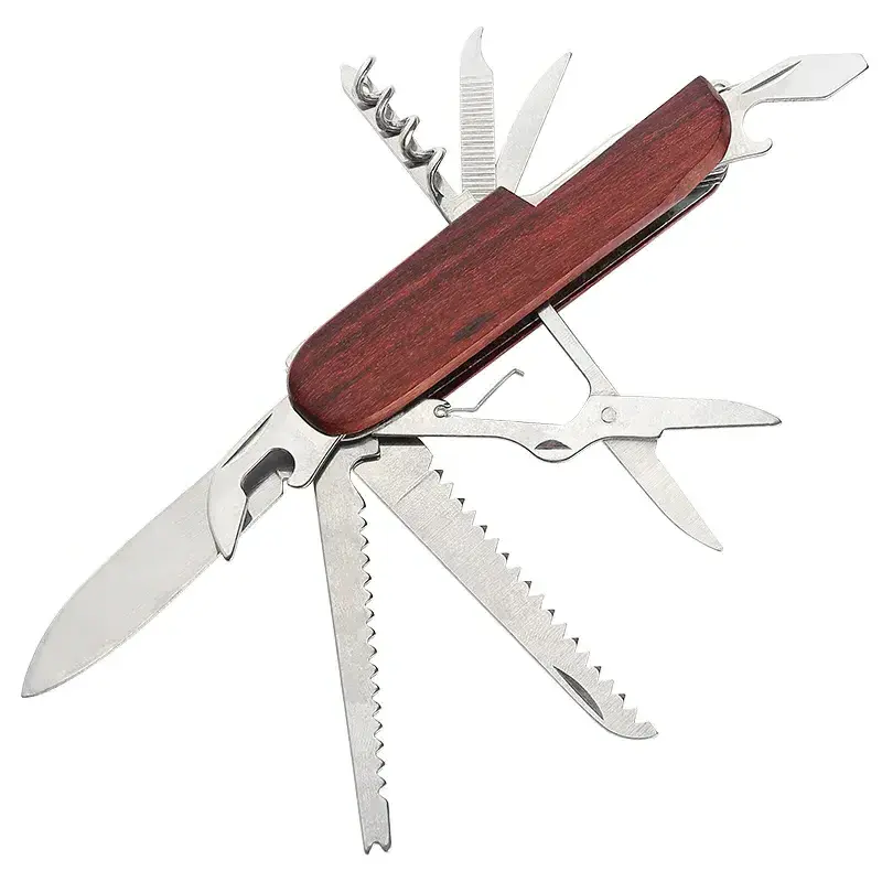 Wholesale safety blanks wooden multitool knives keychain camping outdoor survival folding pocket knife