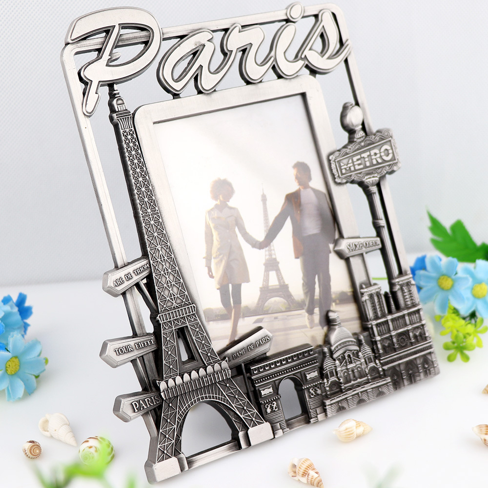 Wholesale Custom Design Zinc Alloy Home Decor France Paris Souvenir Metal Photo Picture Frame