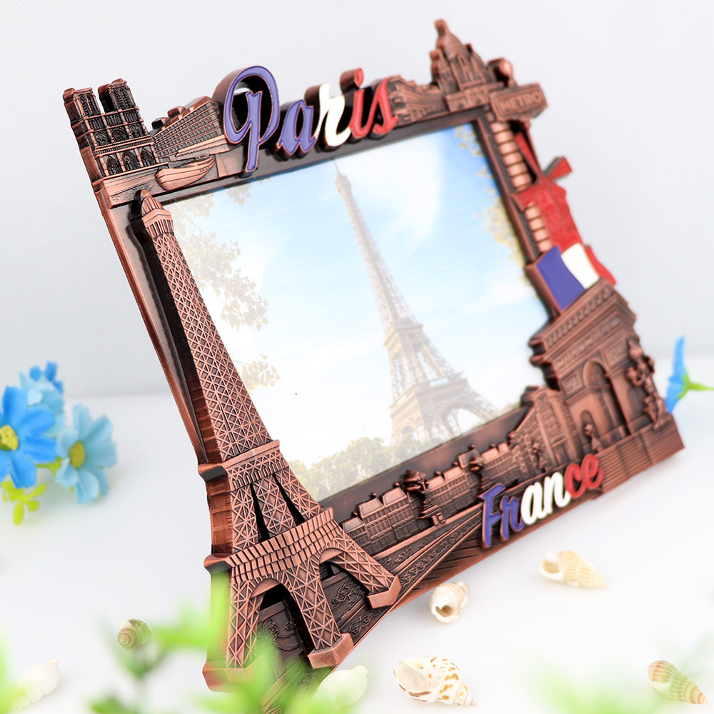 Wholesale Custom Design 3D Country City Paris Travel Tourist Souvenir Metal Picture Photo Frame