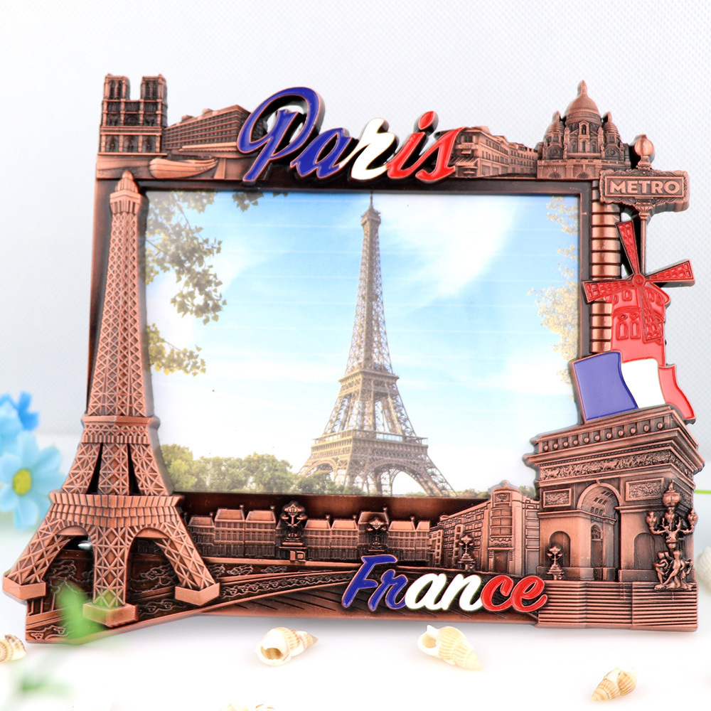 Wholesale Custom Design 3D Country City Paris Travel Tourist Souvenir Metal Picture Photo Frame