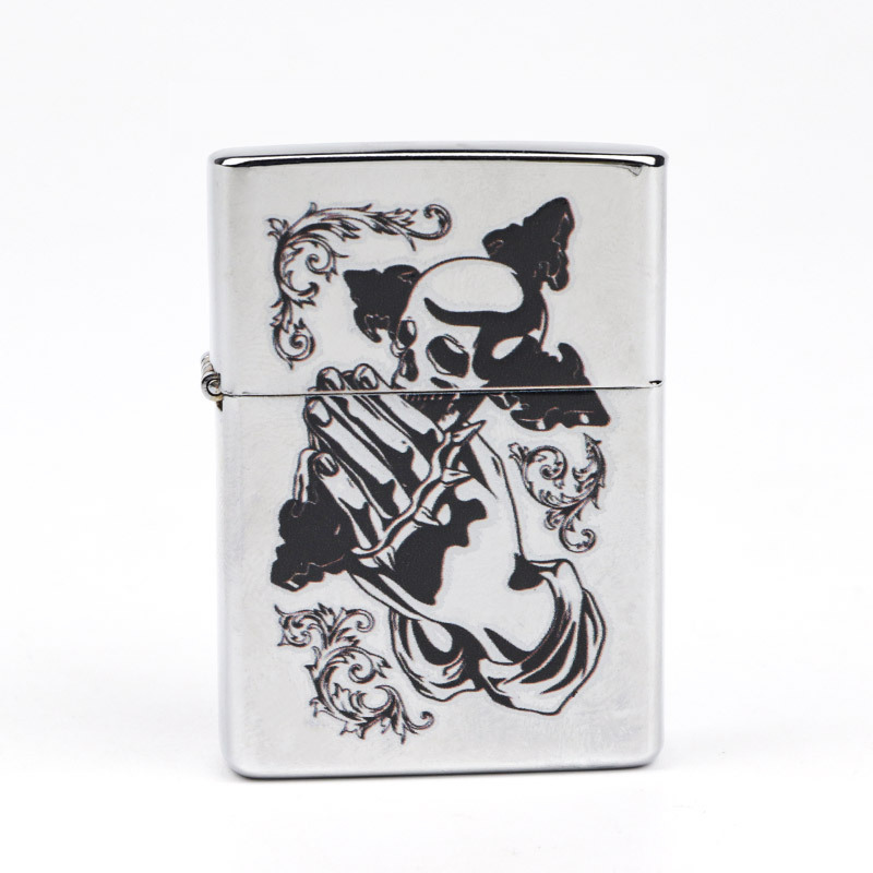 Wholesale Customized Logo Souvenir Windproof Silver Metal Smoking Cigarette Kerosene Lighter