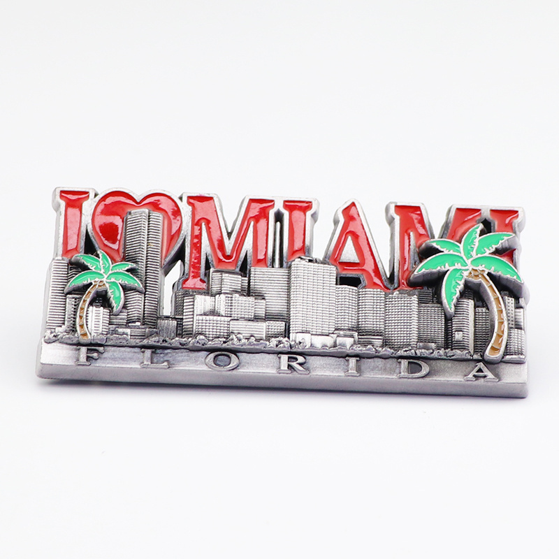 OEM Custom Design Miami Bahamas Tourism Beach Souvenir 3D Metal Refrigerator Fridge Magnet