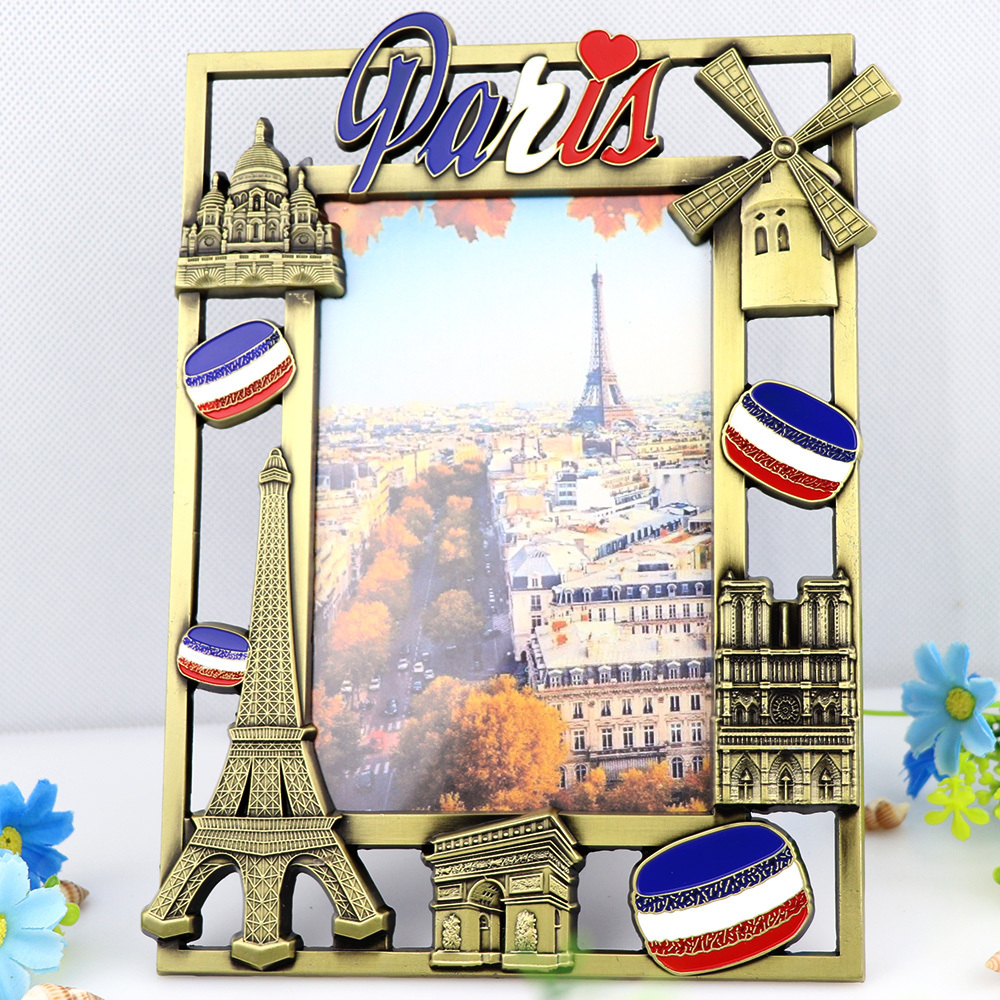 Wholesale Custom Design Zinc Alloy Home Decor France Paris Souvenir Metal Photo Picture Frame