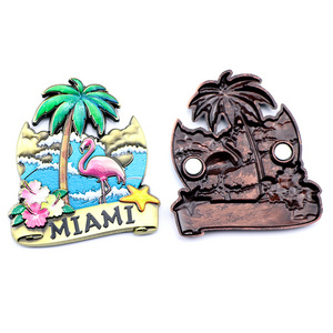 Custom Printing Logo Palm Miami Beach Sea Souvenir 3D Metal Fridge Magnet