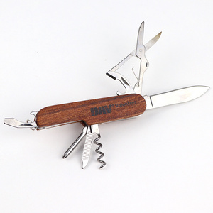 Wholesale safety blanks wooden multitool knives keychain camping outdoor survival folding pocket knife