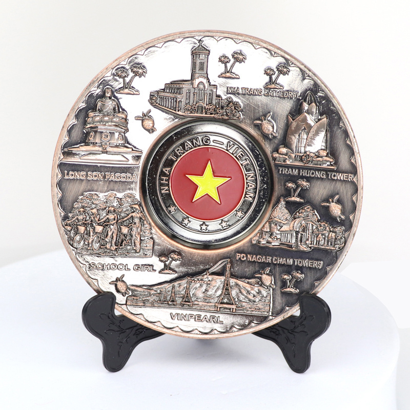 Customised Logo 3D Commemorative Plaque Metal Vietnam Travel Tourist Souvenir Plate