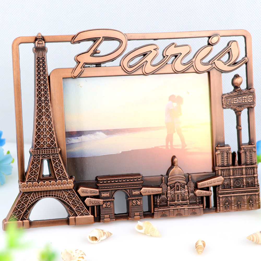 Custom Vintage Antique Hollow-out Paris Travel Souvenir Metal Picture Photo Frame