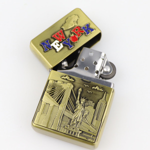 New York Souvenir Cool Lighter Smoking Accessories Pocket Logo Custom Lighter Cheap Metal Lighter