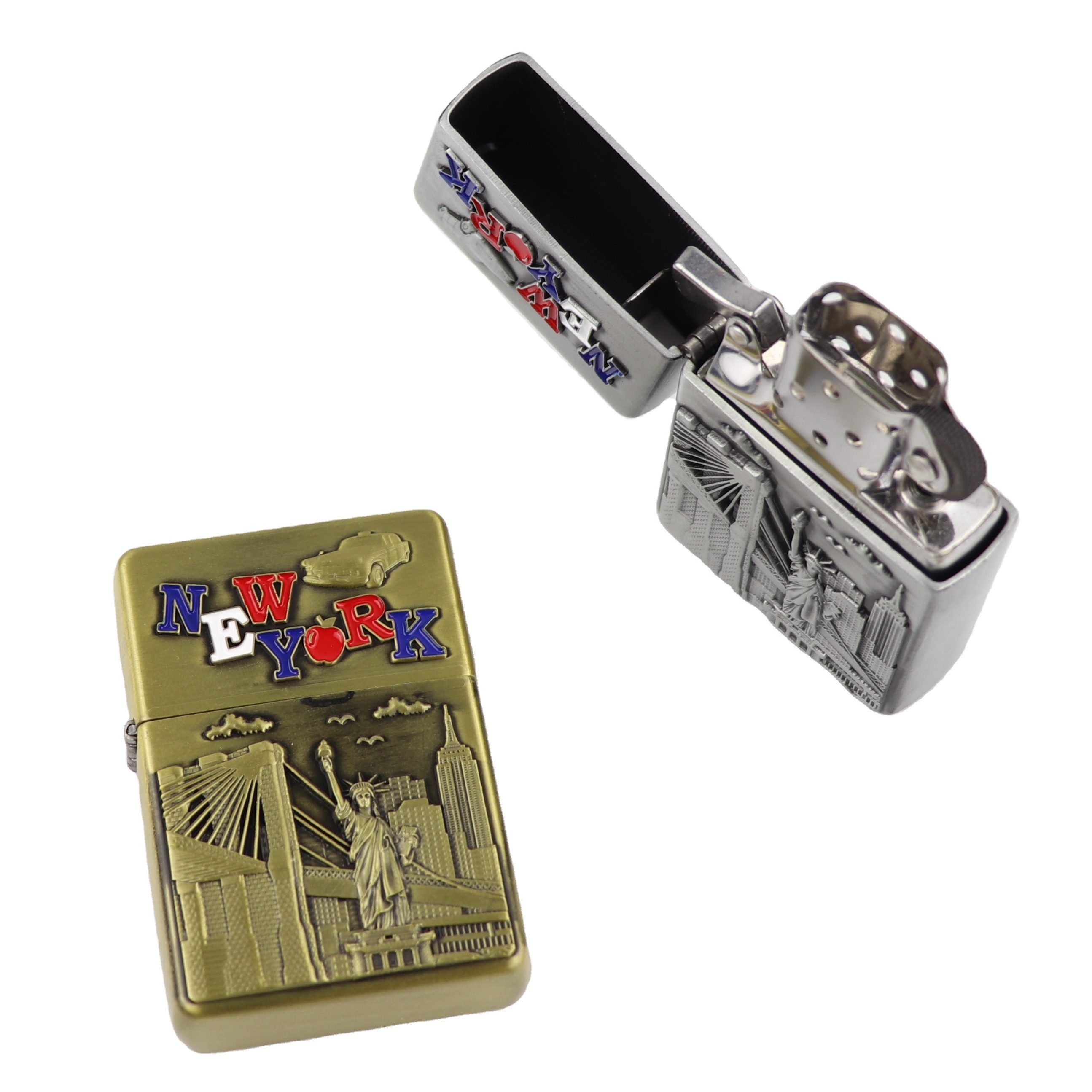 Customized engraved logo vintage souvenir windproof cigarette metal kerosene lighter