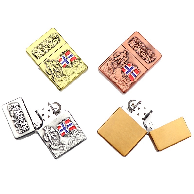 Wholesale Cheap Norway Souvenirs Custom Metal Clipper Lighter Cigar Cigarette Smoking Accessories Lighter