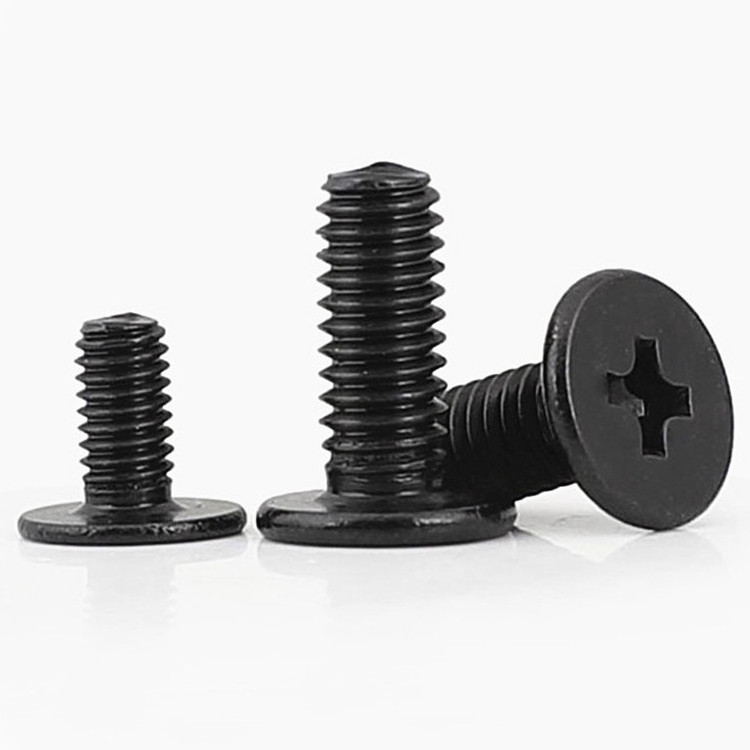 Black Carbon Steel M1.2 M1.4 M1.6 M2 M2.5 M3 Thin Head Screw CSK Countersunk Flat Head Cross Phillips Machine Screw