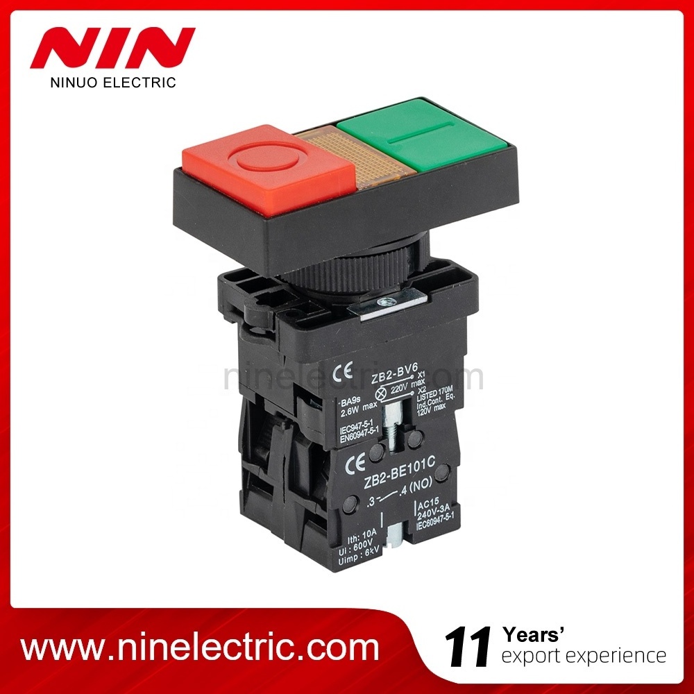 NIN XB2-EW8465 Illuminated double-headed button with Neon or LED 6-380V pilot light push button switch head lamp switch