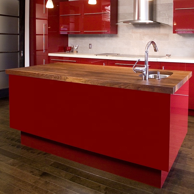 Manufacture complete water resistant kitchen cabinet knock down kitchen cabinets stainless steel red kitchen cabinet