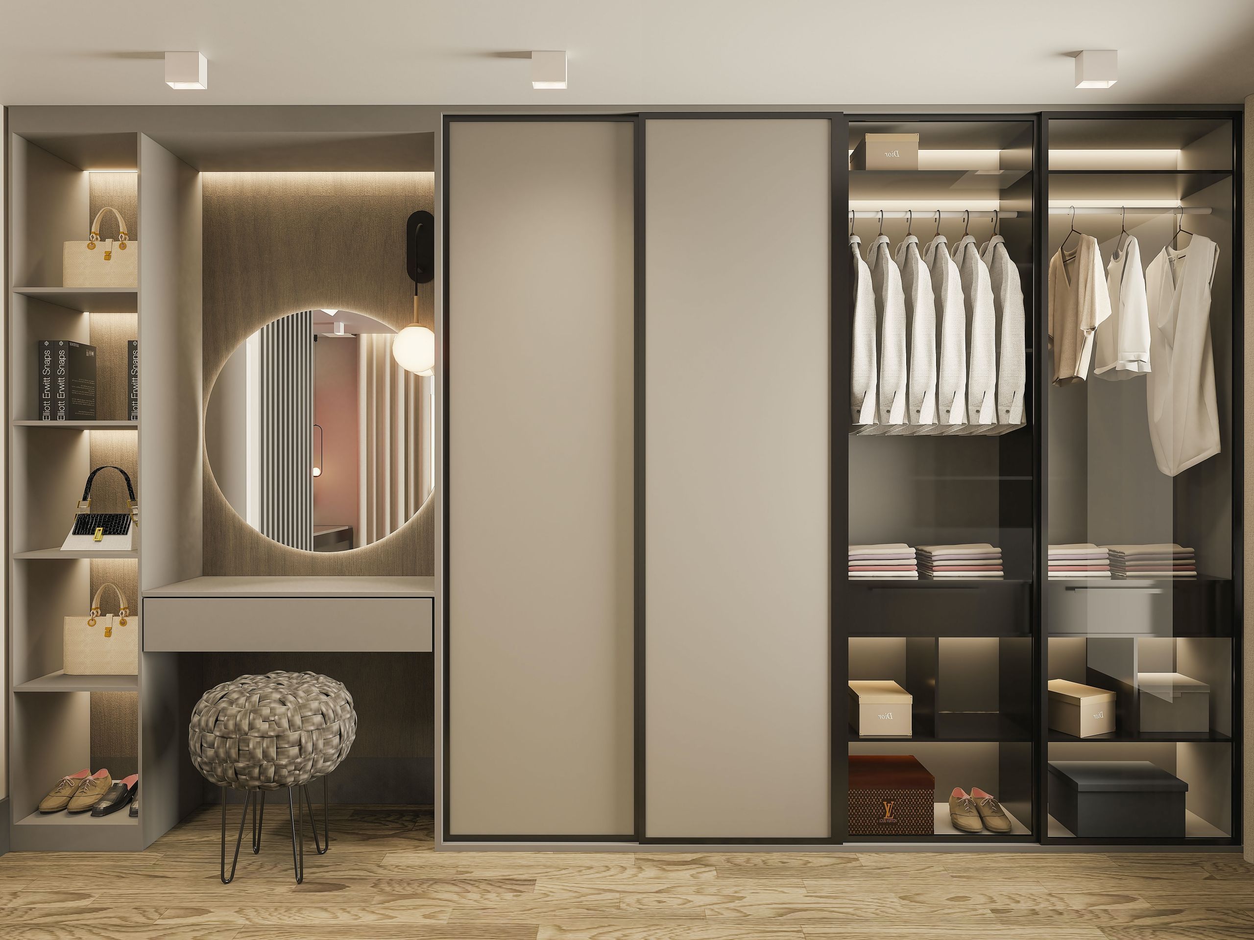 Customized Bedroom Closet Sliding Door Stainless Steel Wardrobe