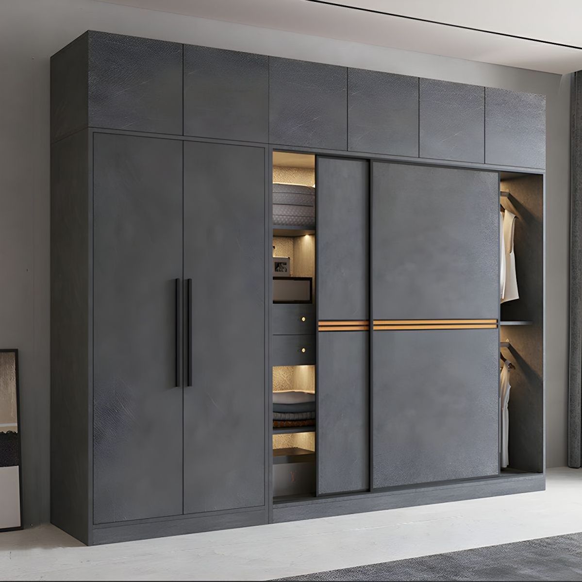 Stainless Steel Modern Minimalist Wardrobe Luxury Gray Closet