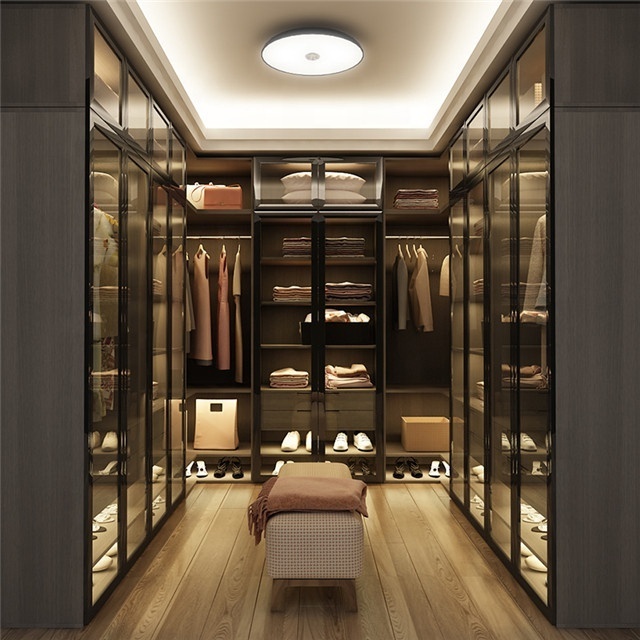 Customized Small Size Stainless Steel Wardrobe Fashion Glass Door Closet