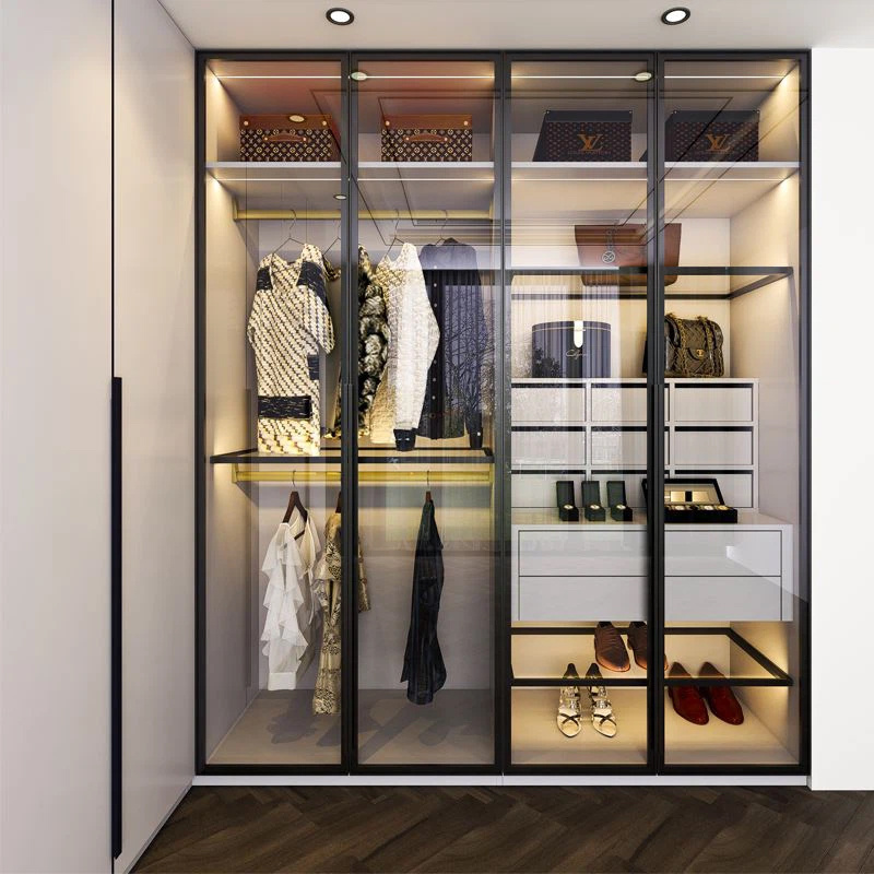 Customized Bedroom Closet Sliding Door Stainless Steel Wardrobe