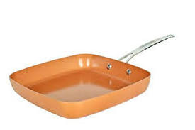 Copper Square Shape Non Stick Cookware Frying Pan  Stainless Steel Handle Red Brown non stick cookware pan.