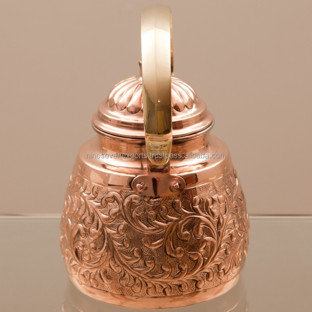 copper tea kettle engraved