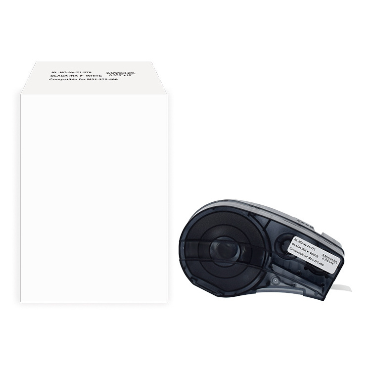 Compatible for Brady M21-375-499 9.5mm*4.9m black on white vinyl film label cartridge work with MBP21