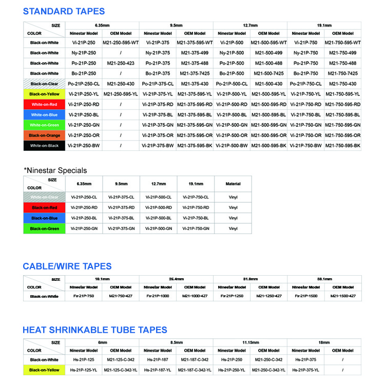 Compatible for Brady M21-375-499 9.5mm*4.9m black on white vinyl film label cartridge work with MBP21