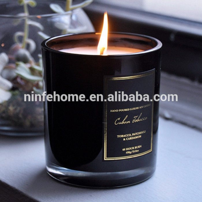 wholesale luxury scented candles black glass jar soy wax scented candles