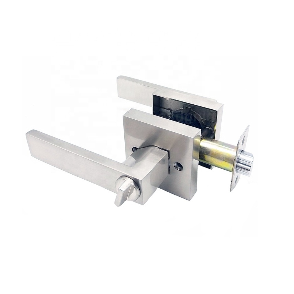 Heavy Duty Satin Nickel Door Handle  Keyed Entry Lock Zinc Alloy Tubular  Lever Set  for Home Exterior  Front