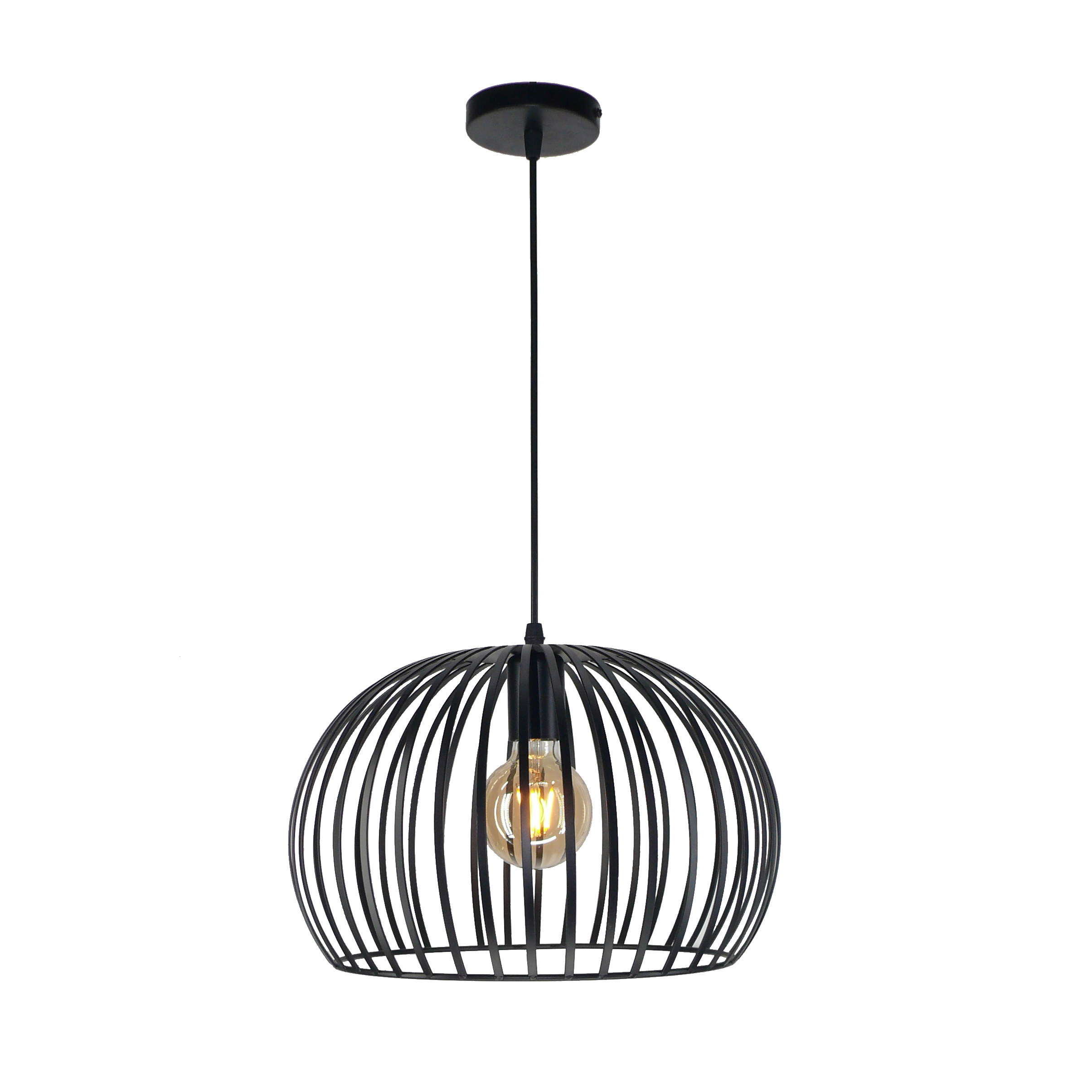 Iron metal pendant lamp black industrial vintage light wire lampshade