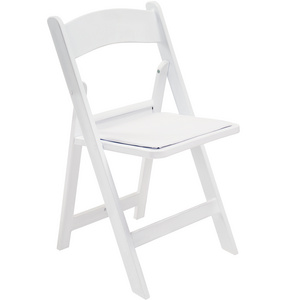 High Quality Vingli padded seat outdoor wedding banquet white plastic resin folding dining chairs