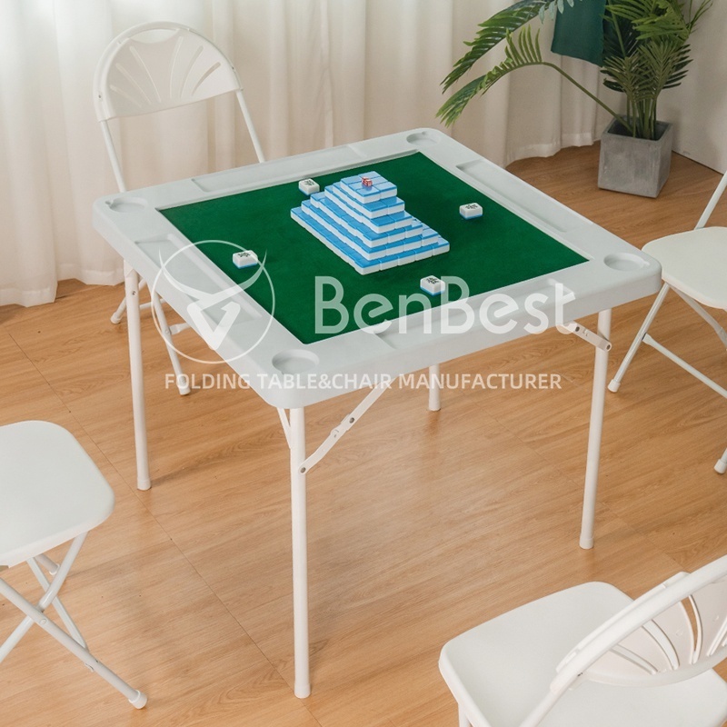 Benjia Best Selling Modern 4 Seats Plastic Folding  Domino Gaming Table and Chair set for Party