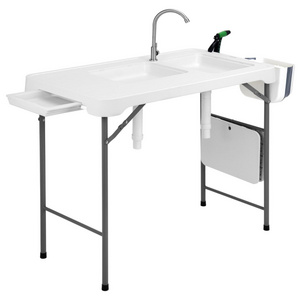 Fish cleaning cutting plastic camping table with sink Plastic Folding Table Hunting fish cleaning cutting table