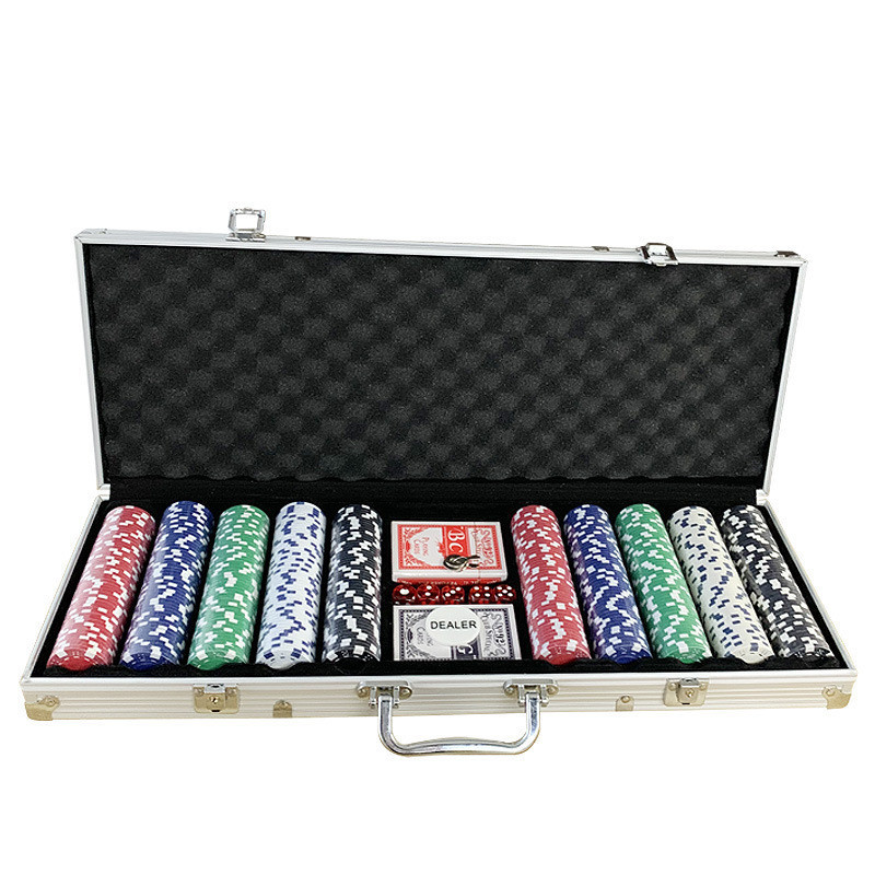 Aluminum Case Table Playing Cards Set 500 Chips Poker Set Poker Chips For Bar Party Entertainment