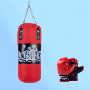 Iron Chain Children's Punching Bag Hanging Solid Filled PU Leather Sports Toy Punching Bag with Boxing Gloves