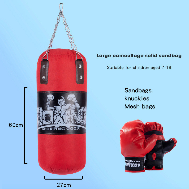 Iron Chain Children's Punching Bag Hanging Solid Filled PU Leather Sports Toy Punching Bag with Boxing Gloves