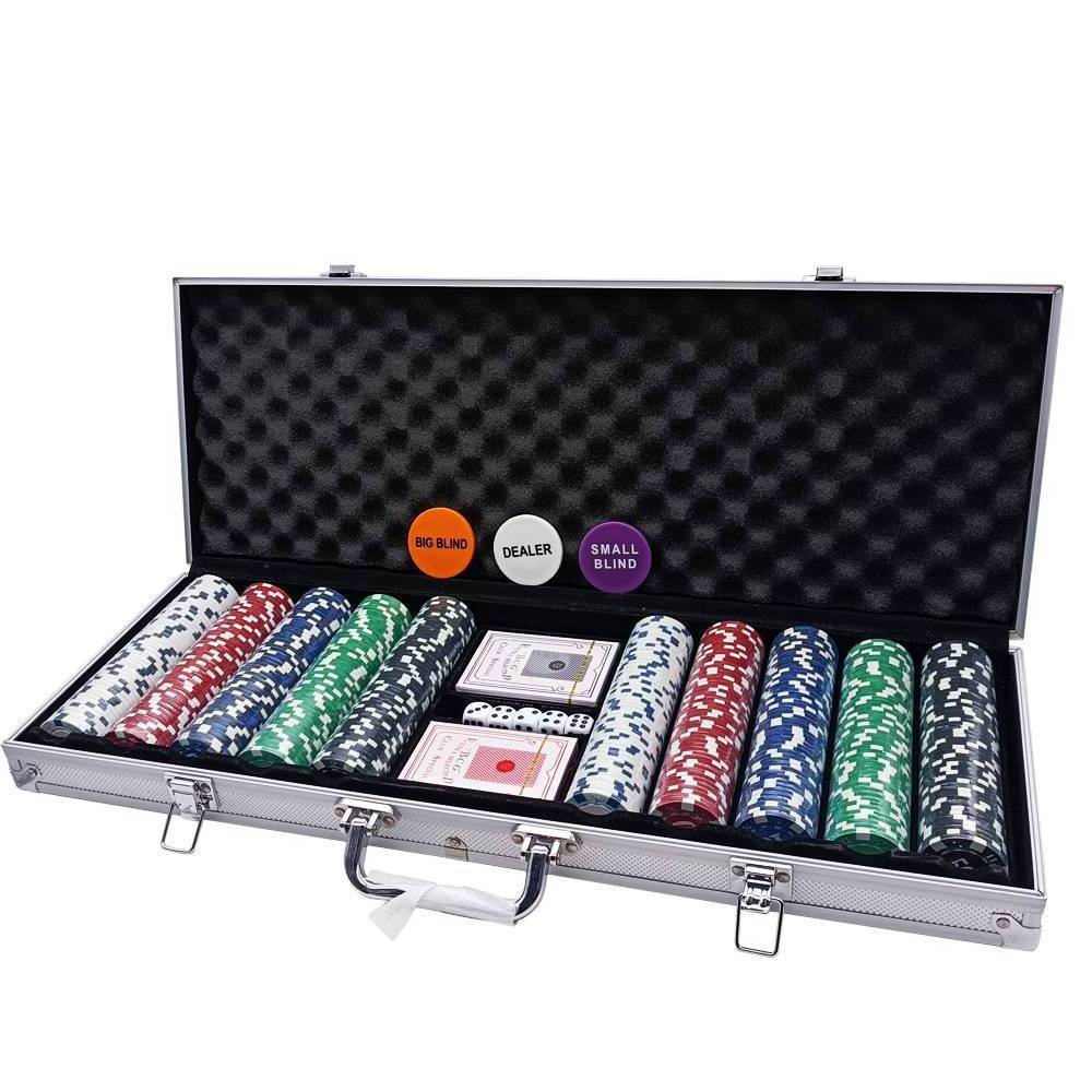 Aluminum Case Table Playing Cards Set 500 Chips Poker Set Poker Chips For Bar Party Entertainment