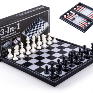 Travel Magnetic game set 3 in 1 Chess Checkers Backgammon Game Set with Chess Board for Travel