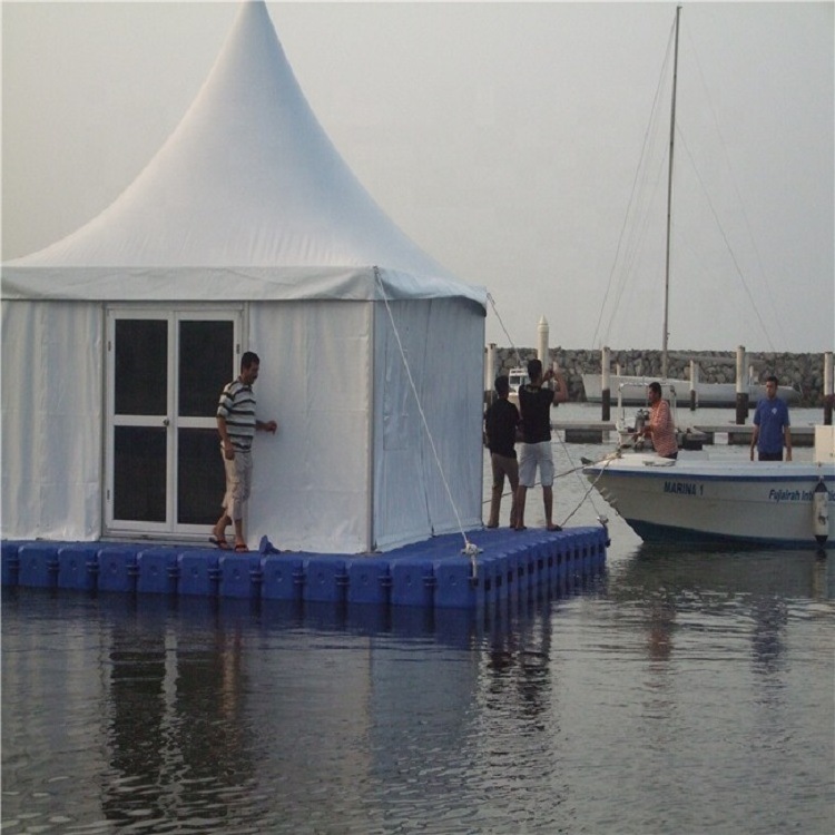 Offshore modular floating dock combined water house restaurant wooden house building entertainment facilities