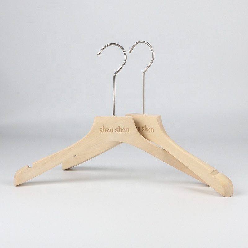 Durable Kids Adults Cloth Hanger Natural Wooden Coat T-shirt Hanger Pants Hanger With Clip Cloth Rack For Home