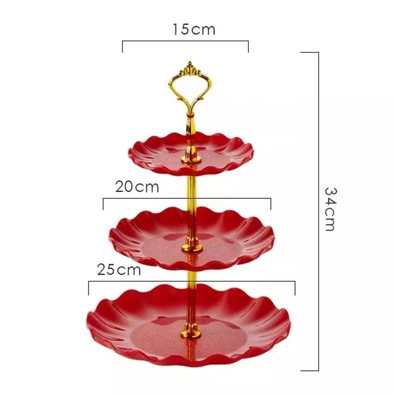 3-Tier Plastic Cupcake Stands Dessert Plates Mini Cakes Fruit Candy Display Tower for Wedding Birthday Party