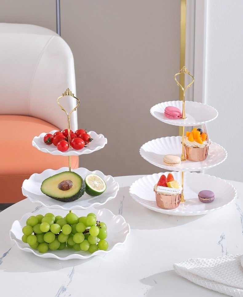 3-Tier Plastic Cupcake Stands Dessert Plates Mini Cakes Fruit Candy Display Tower for Wedding Birthday Party