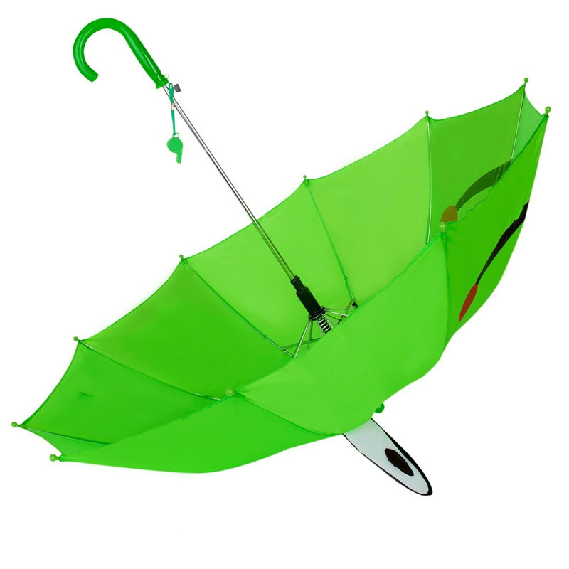 Kids Boys Girls Lovely 3D Green Frog Sun Rain Anti-UV Windproof Pop-up Umbrella