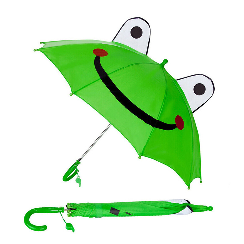 Kids Boys Girls Lovely 3D Green Frog Sun Rain Anti-UV Windproof Pop-up Umbrella