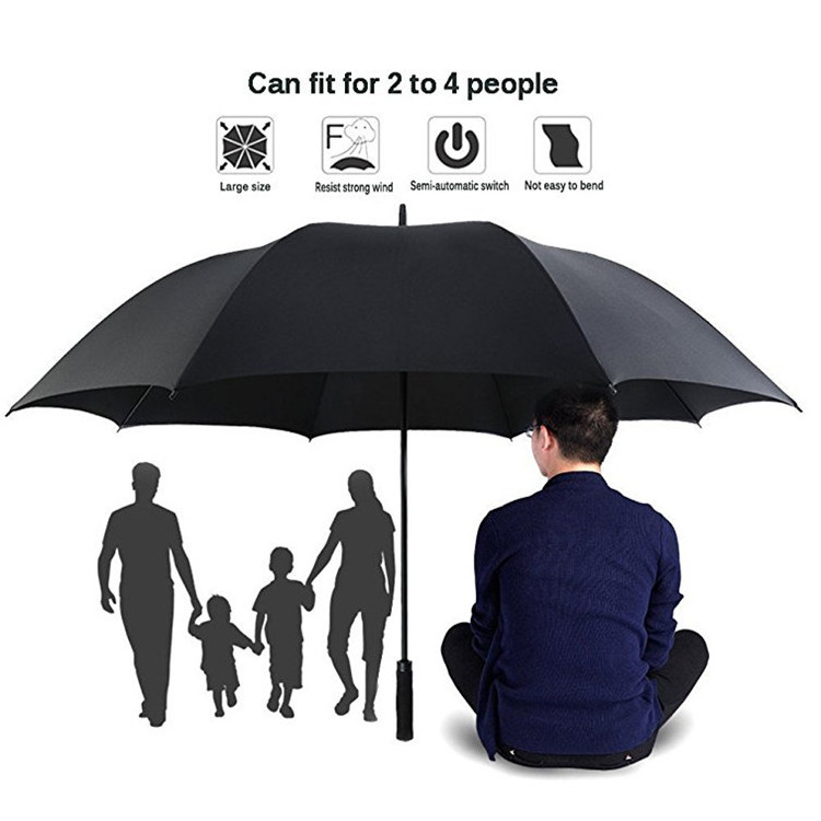 8Ribs Strong Windproof Straight Umbrella Custom windproof fiberglass Weatherproof Print OEM bodyguard  Golf Umbrella With Logo