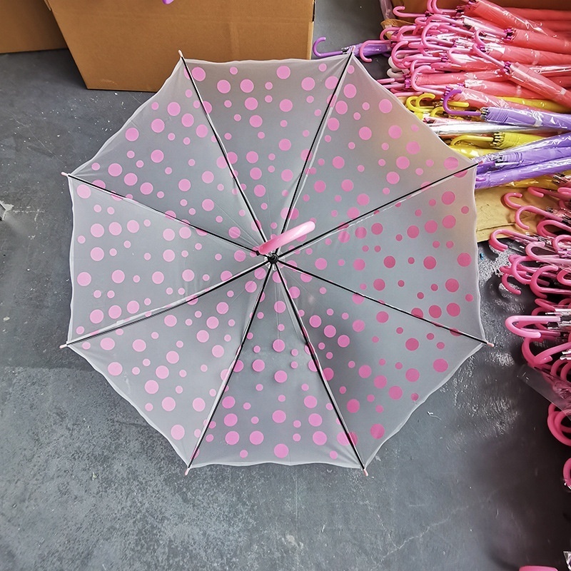 Polka-dot Transparent Umbrella Cheap PVC Promotional Print Umbrella Fashionable Sunshade Clear Straight Umbrella