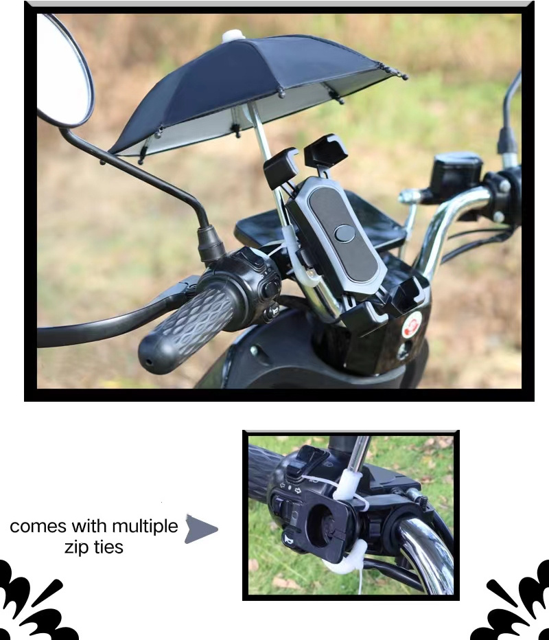 New Arrival Waterproof Portable Mini Parasol Alloy Sun Shade Bicycle Umbrella For Riding Motorcycle Phone Holder umbrella